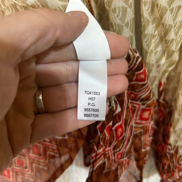 Lucky Brand Boho Peasant Sheer Avalon Deco Border Long Sleeve Blouse Top Size 3X - Picture 8 of 14